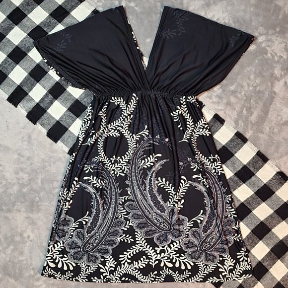 J. Janet | Paisley V-Neck Scrunch Dress Blouse - Picture 3 of 4